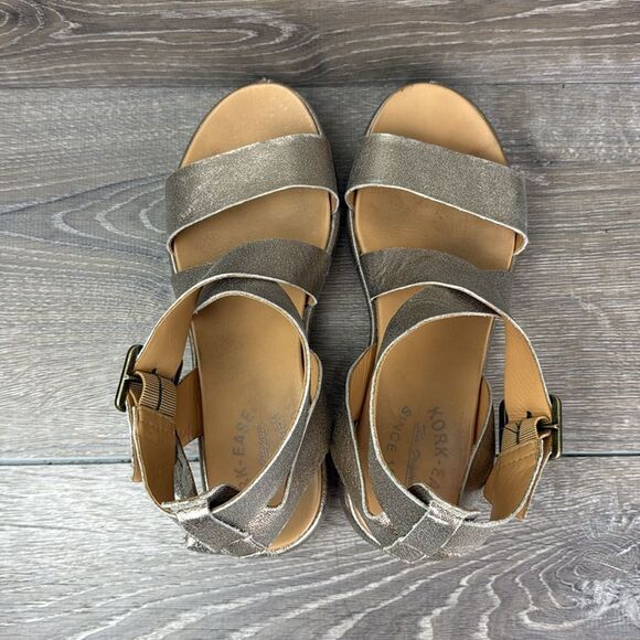 Korks by Kork Ease Erigon Gold Leather Women’s Sz 8M Slingback Buckle Sandals - Picture 5 of 12